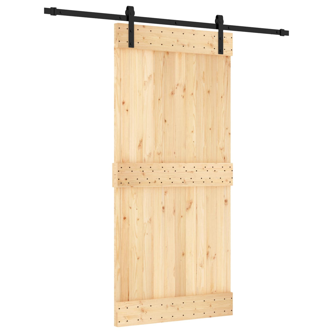 Skydedør Naturfarvet og sort 95 x 210 cm Massivt Fyrretræ