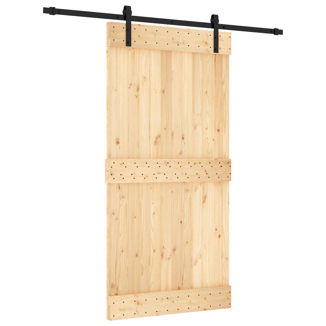 Skydedør Naturfarvet og sort 100 x 210 cm Massivt Fyrretræ