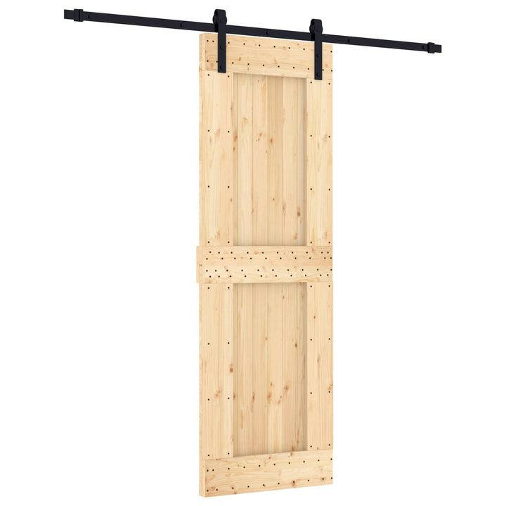 Skydedør Naturfarvet og sort 70 x 210 cm Massivt Fyrretræ