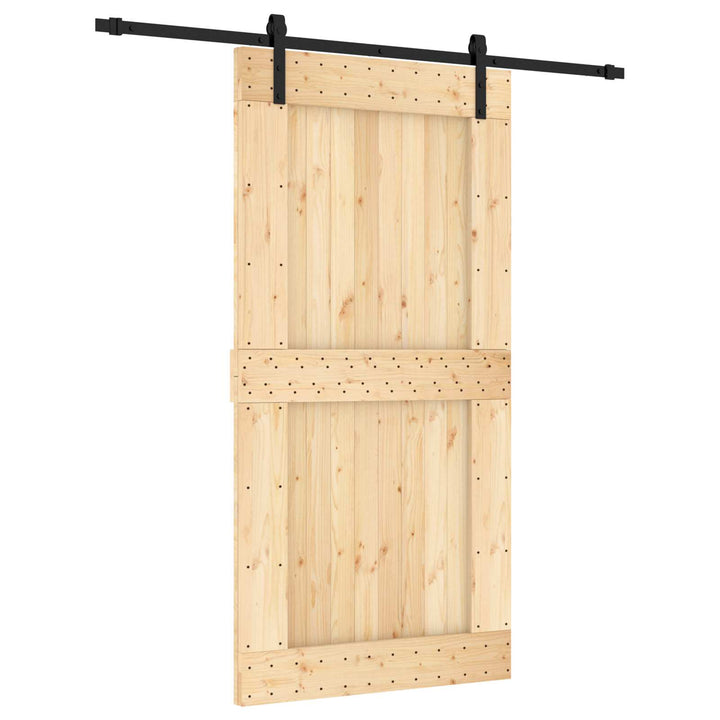 Skydedør Naturfarvet og sort 100 x 210 cm Massivt Fyrretræ