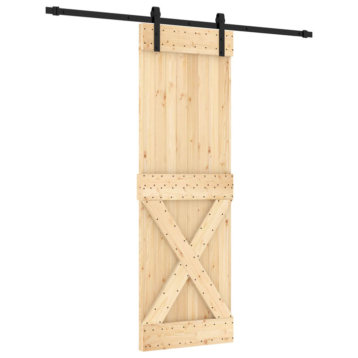 Skydedør Naturfarvet og sort 70 x 210 cm Massivt Fyrretræ
