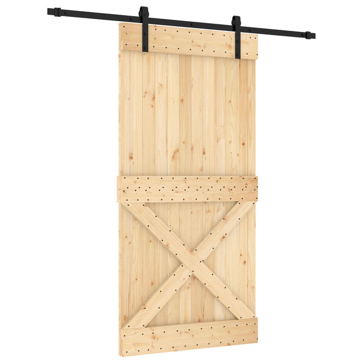 Skydedør Naturfarvet og sort 100 x 210 cm Massivt Fyrretræ