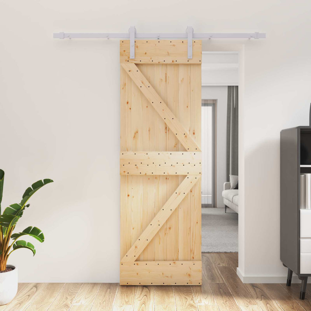 Skydedør Natur og hvid 70 x 210 cm Massivt Fyrretræ