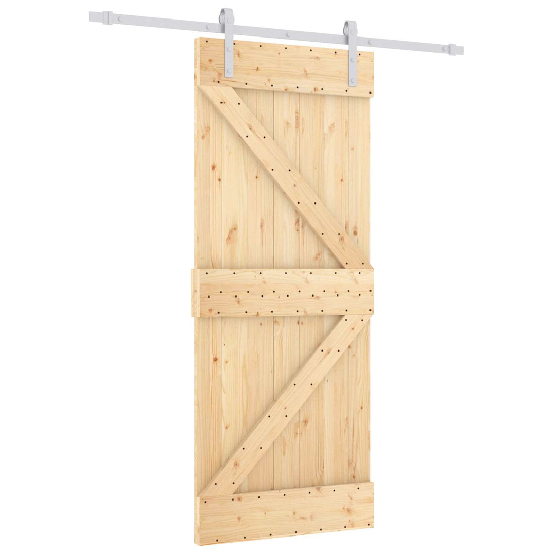 Skydedør Natur og hvid 80 x 210 cm Massivt fyrretræ