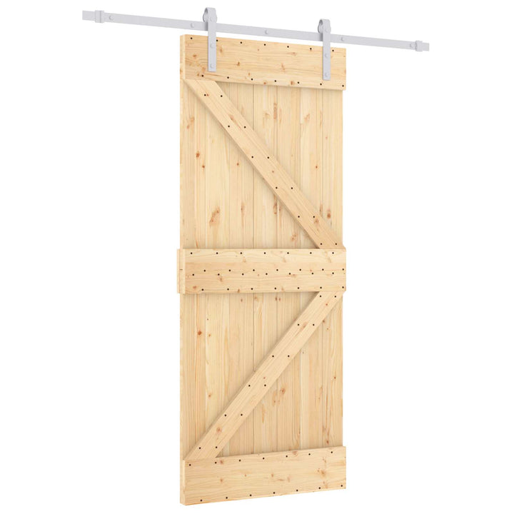 Skydedør Natur og hvid 80 x 210 cm Massivt fyrretræ