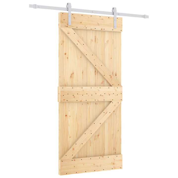 Skydedør Natur og hvid 90 x 210 cm Massivt fyrretræ