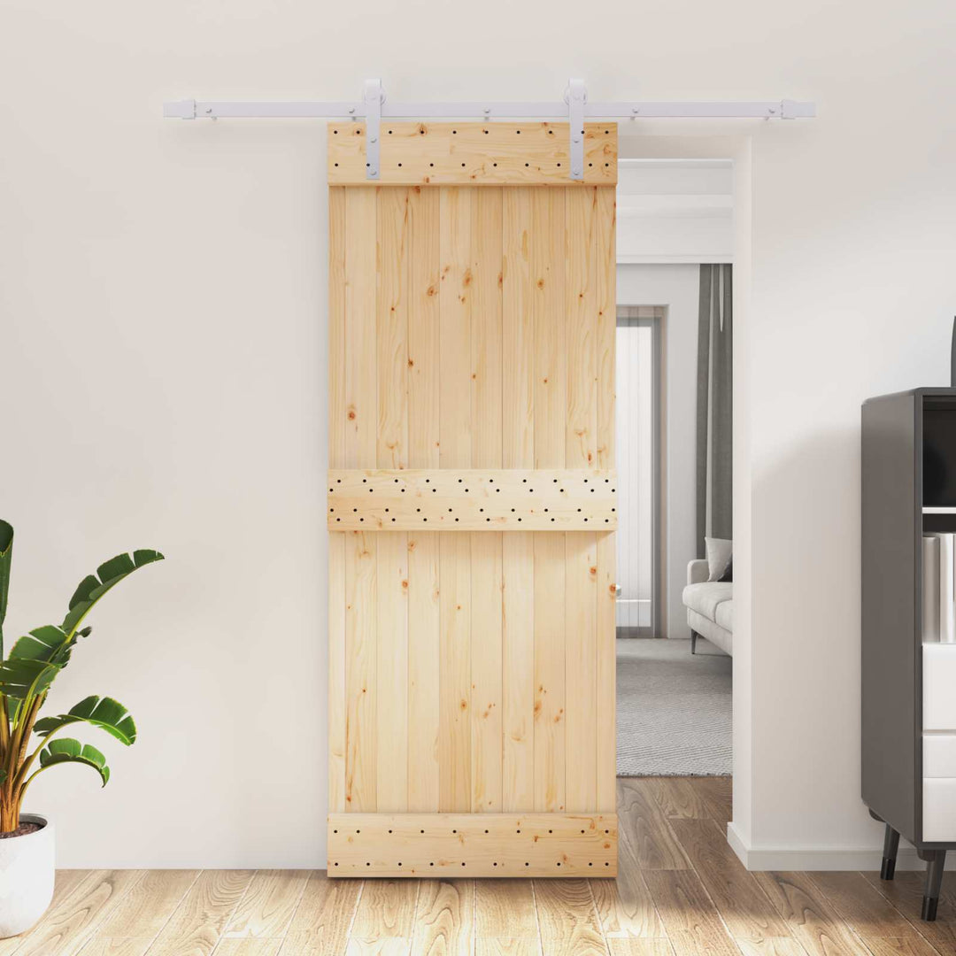Skydedør Natur og hvid 80 x 210 cm Massivt Fyrretræ