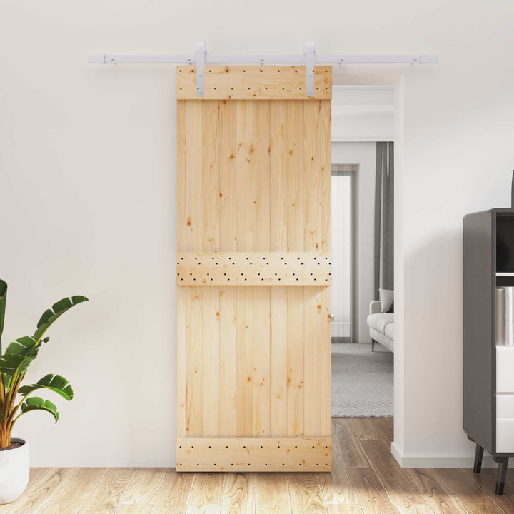 Skydedør Natur og hvid 80 x 210 cm Massivt Fyrretræ