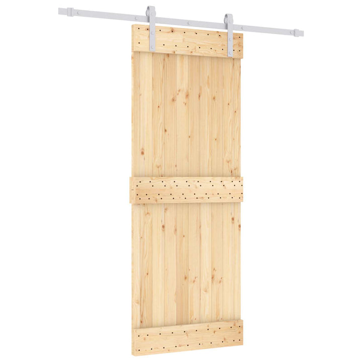 Skydedør Natur og hvid 80 x 210 cm Massivt Fyrretræ