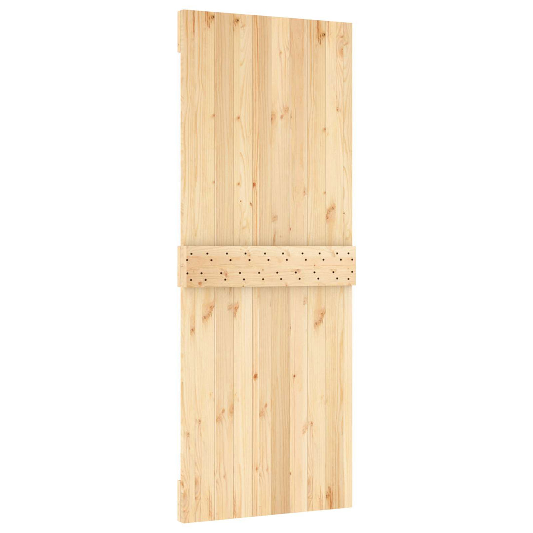 Skydedør Natur og hvid 80 x 210 cm Massivt Fyrretræ