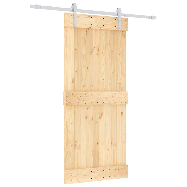 Skydedør Natur og hvid 90 x 210 cm Massivt Fyrretræ