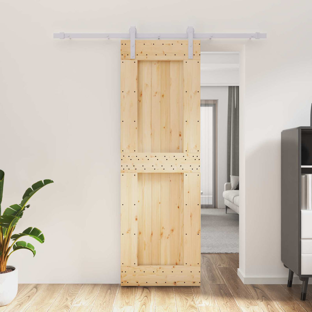 Skydedør Natur og hvid 70 x 210 cm Massivt Fyrretræ