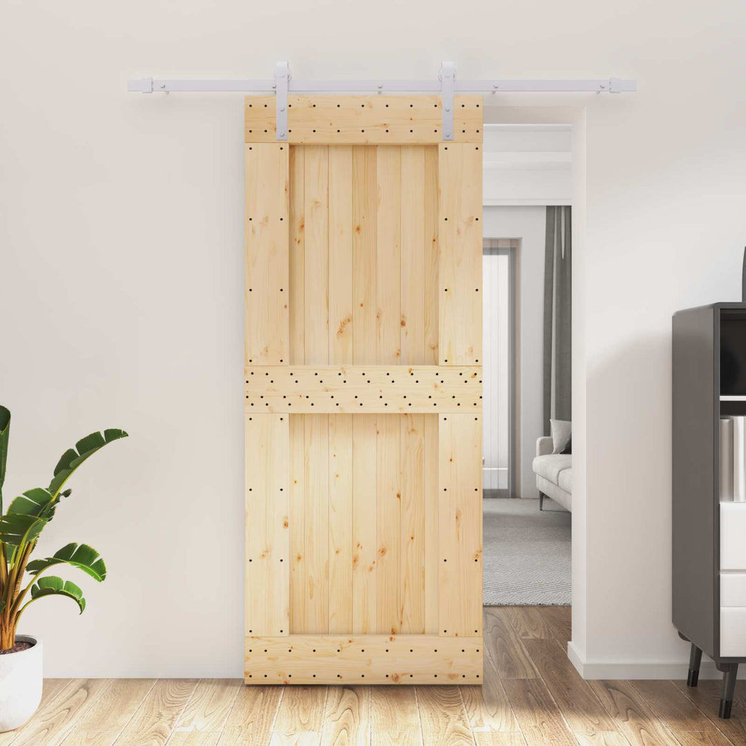 Skydedør Natur og hvid 85 x 210 cm Massivt Fyrretræ