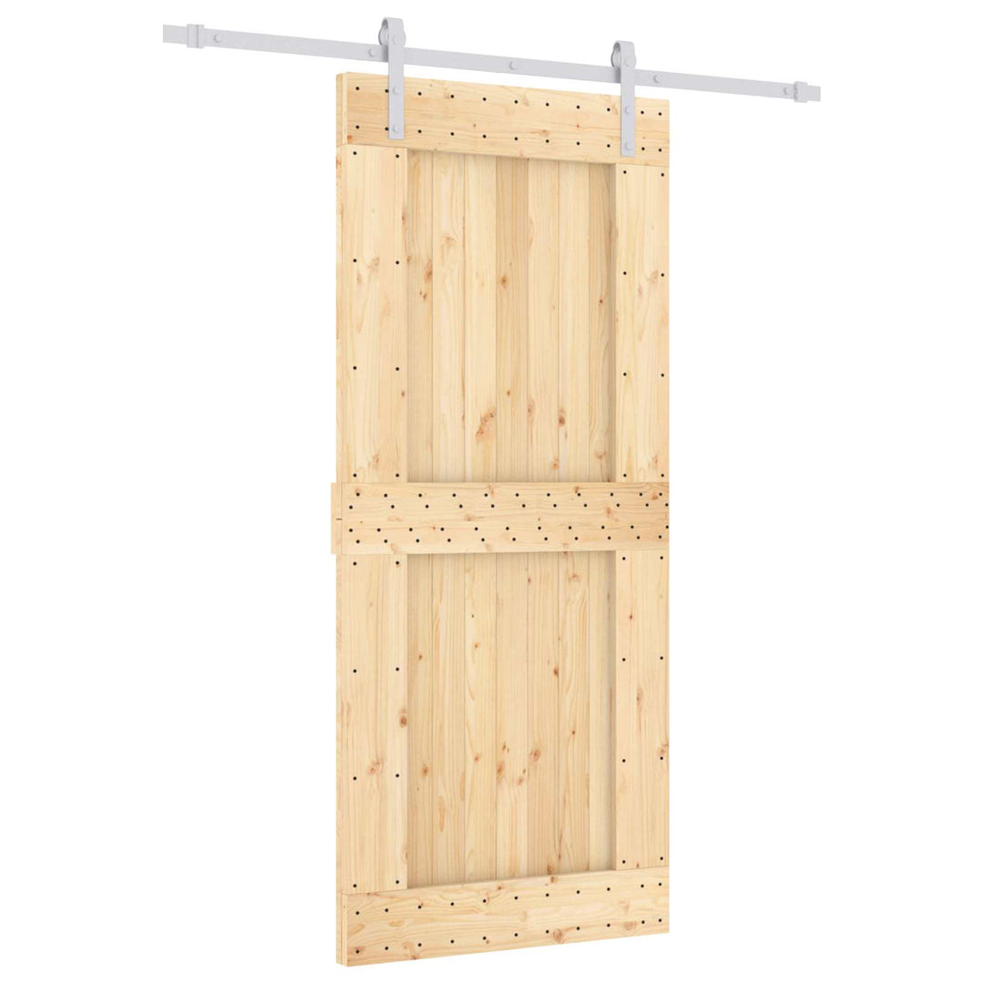 Skydedør Natur og hvid 90 x 210 cm Massivt Fyrretræ