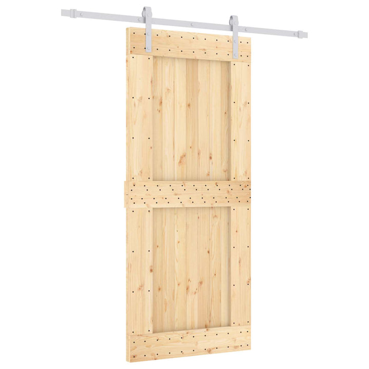 Skydedør Natur og hvid 90 x 210 cm Massivt Fyrretræ