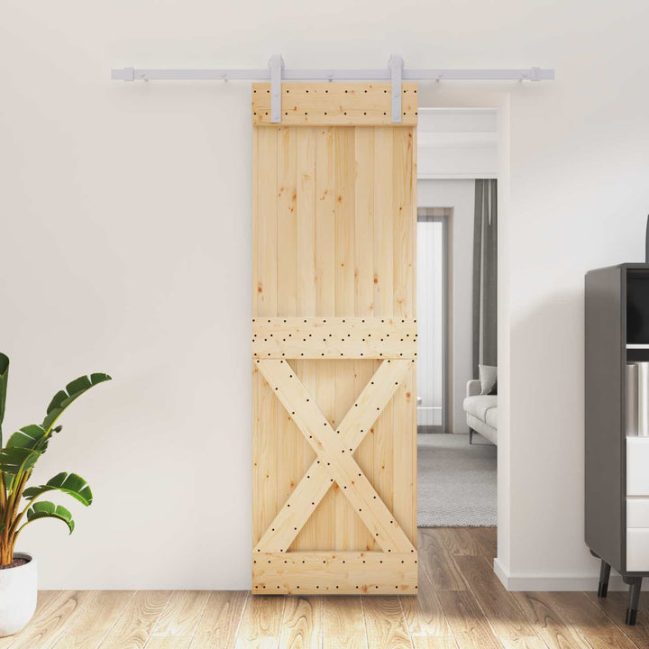 Skydedør Natur og hvid 70 x 210 cm Massivt Fyrretræ