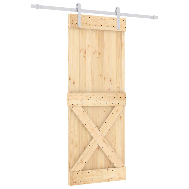 Skydedør Natur og hvid 80 x 210 cm Massivt Fyrretræ