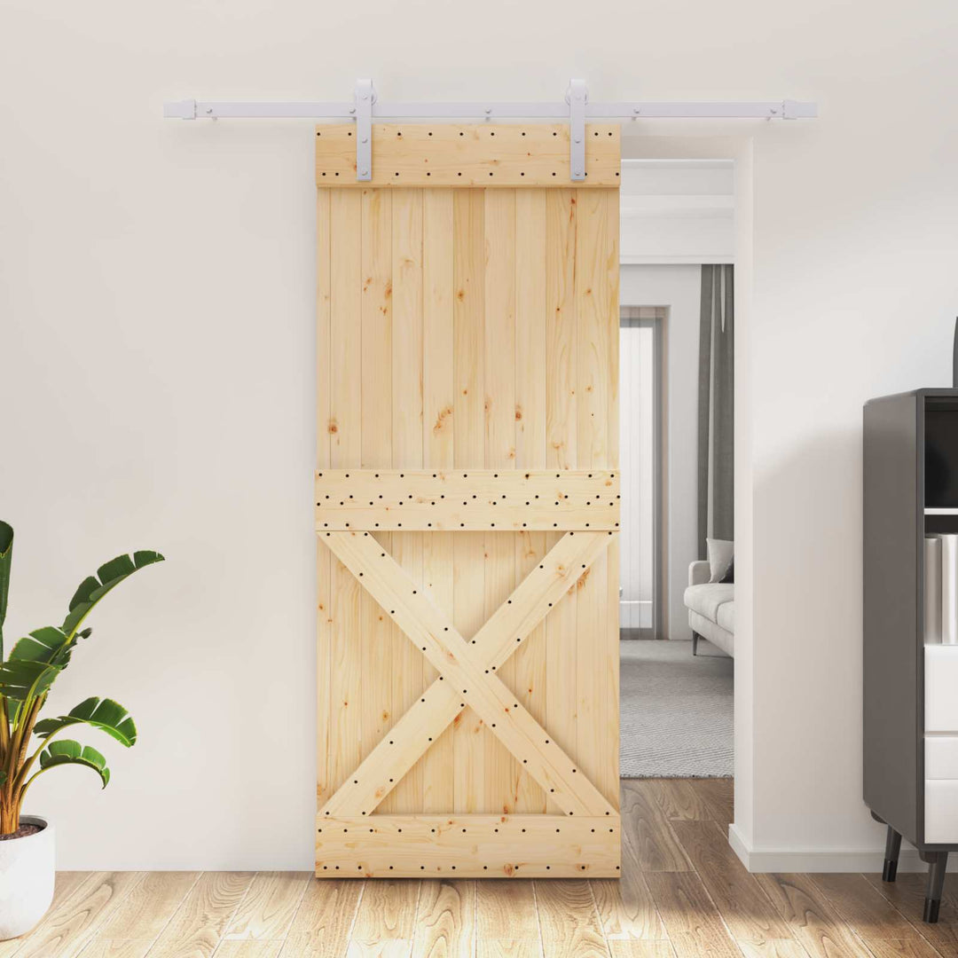 Skydedør Natur og hvid 85 x 210 cm Massivt Fyrretræ