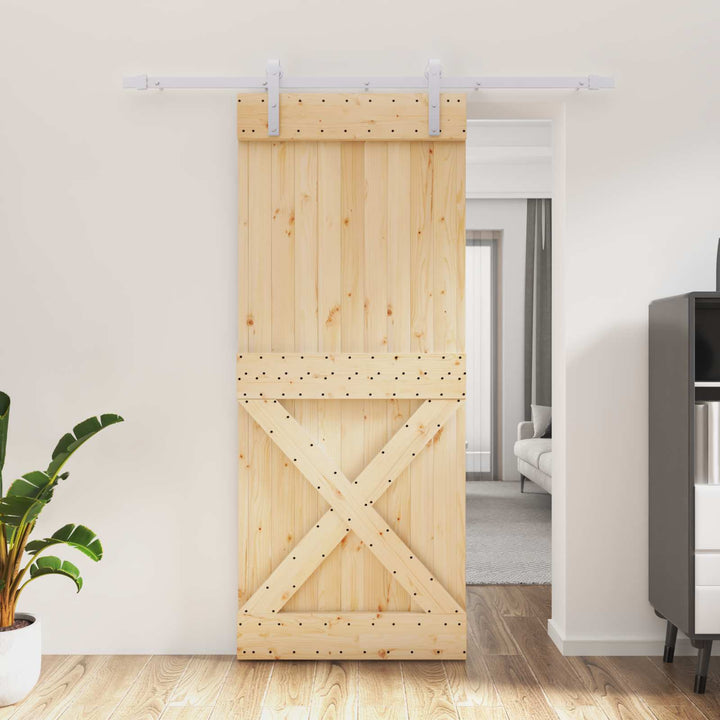 Skydedør Natur og hvid 85 x 210 cm Massivt Fyrretræ