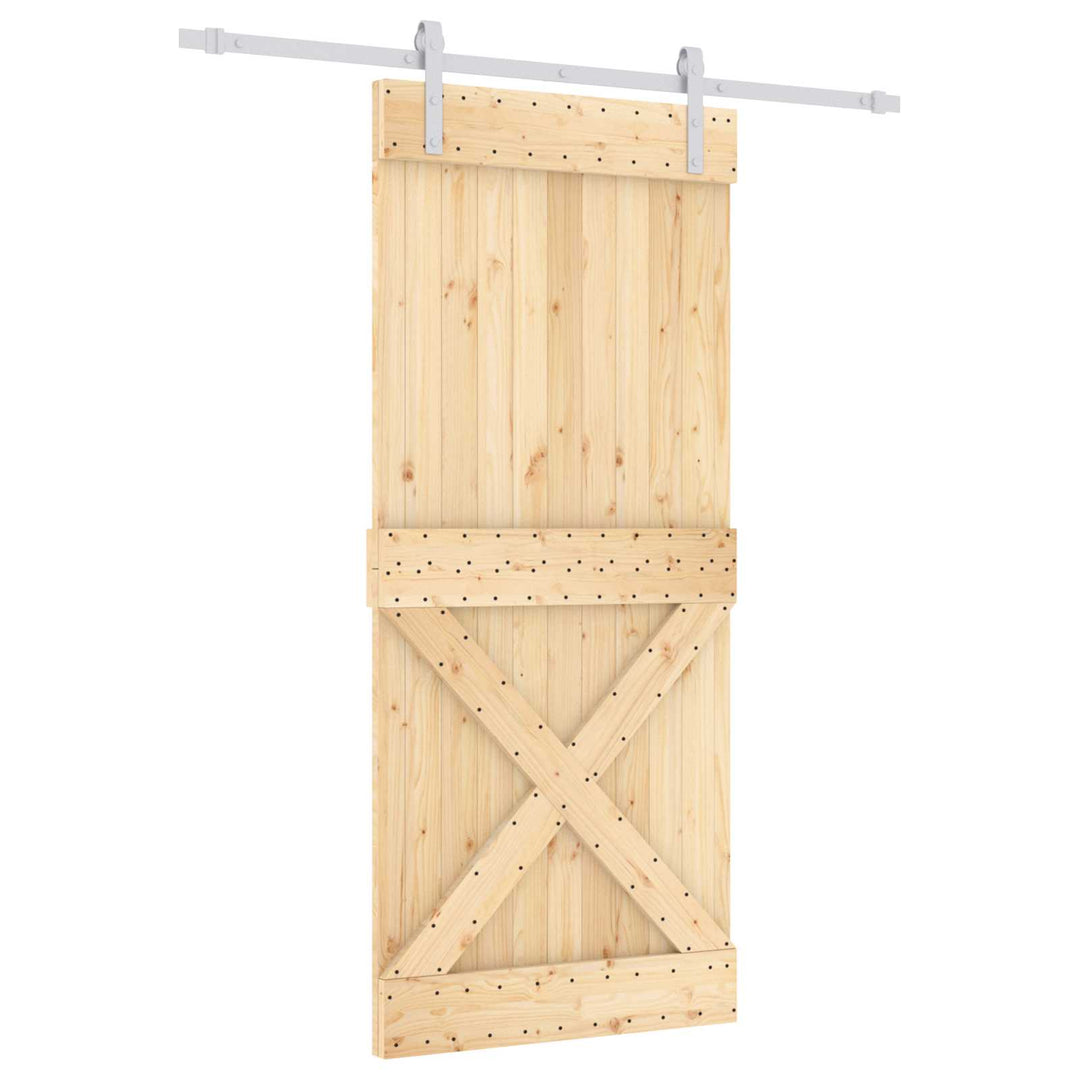 Skydedør Natur og hvid 90 x 210 cm Massivt Fyrretræ