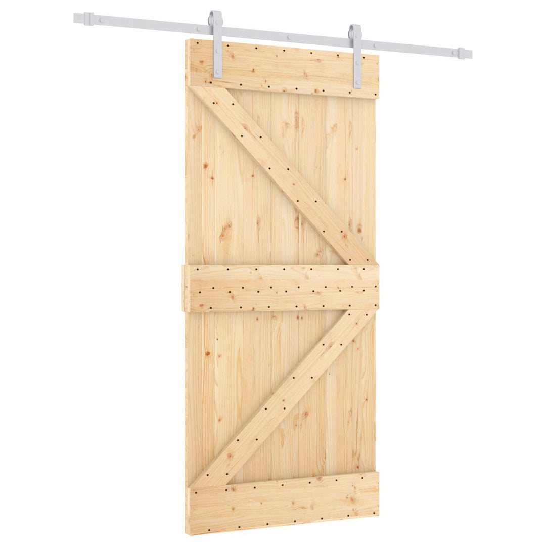 Skydedør Natur og hvid 95 x 210 cm Massivt Fyrretræ