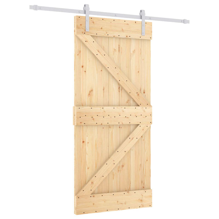 Skydedør Natur og hvid 95 x 210 cm Massivt Fyrretræ