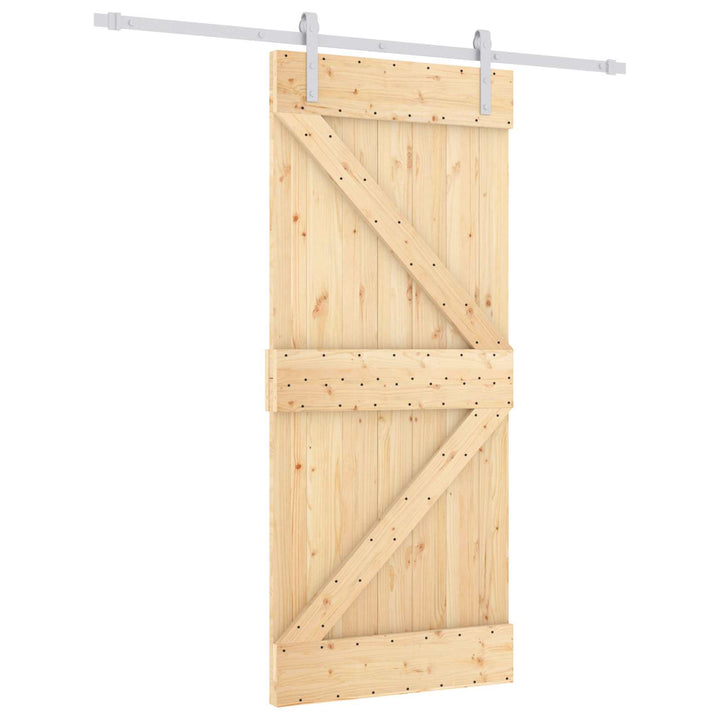 Skydedør Natur og hvid 90 x 210 cm Massivt fyrretræ