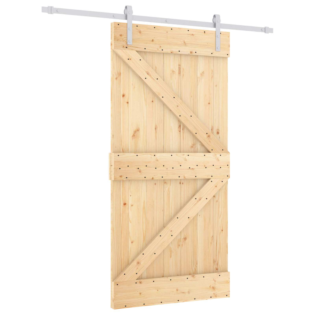 Skydedør Natur og hvid 100 x 210 cm Massivt fyrretræ