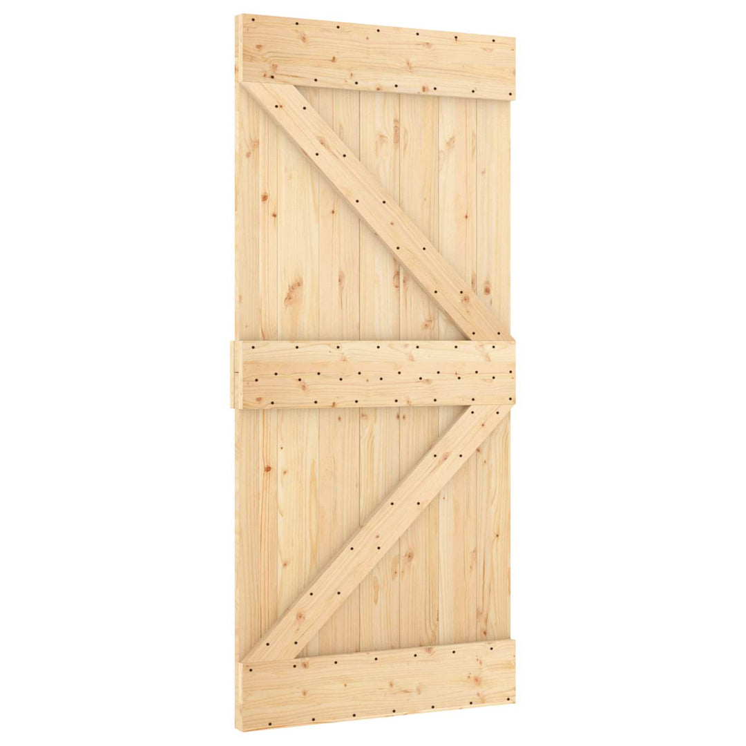 Skydedør Natur og hvid 100 x 210 cm Massivt fyrretræ