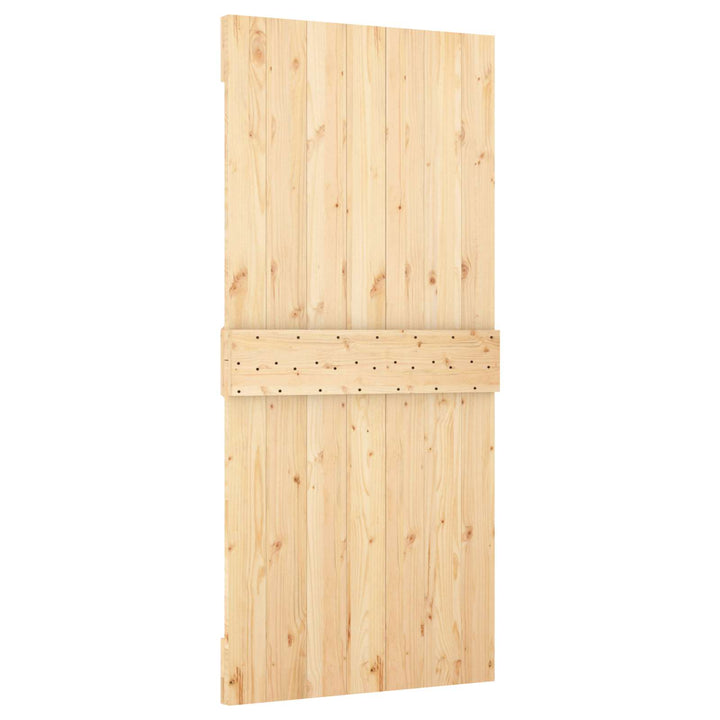 Skydedør Natur og hvid 100 x 210 cm Massivt fyrretræ