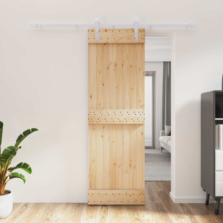 Skydedør Natur og hvid 70 x 210 cm Massivt Fyrretræ