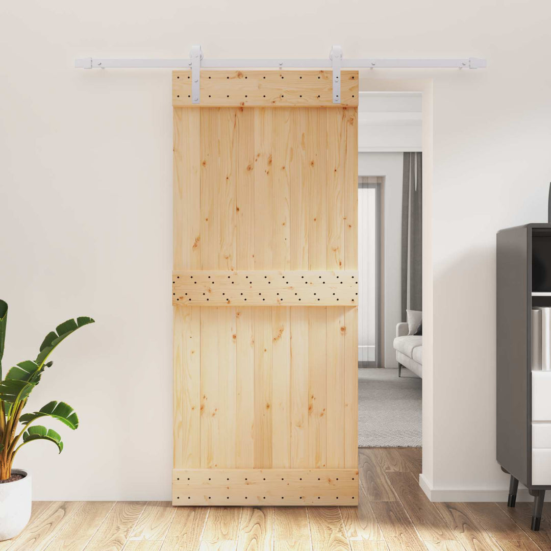 Skydedør Natur og hvid 90 x 210 cm Massivt Fyrretræ