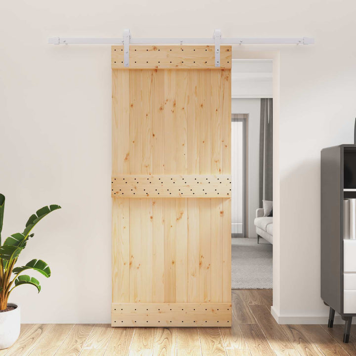 Skydedør Natur og hvid 90 x 210 cm Massivt Fyrretræ