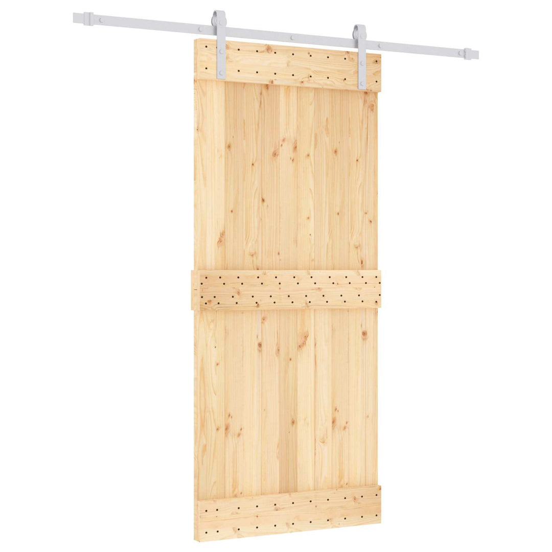 Skydedør Natur og hvid 90 x 210 cm Massivt Fyrretræ