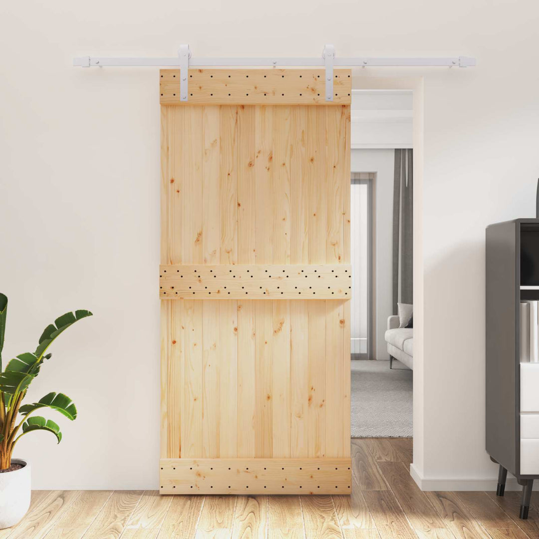 Skydedør Natur og hvid 95 x 210 cm Massivt Fyrretræ