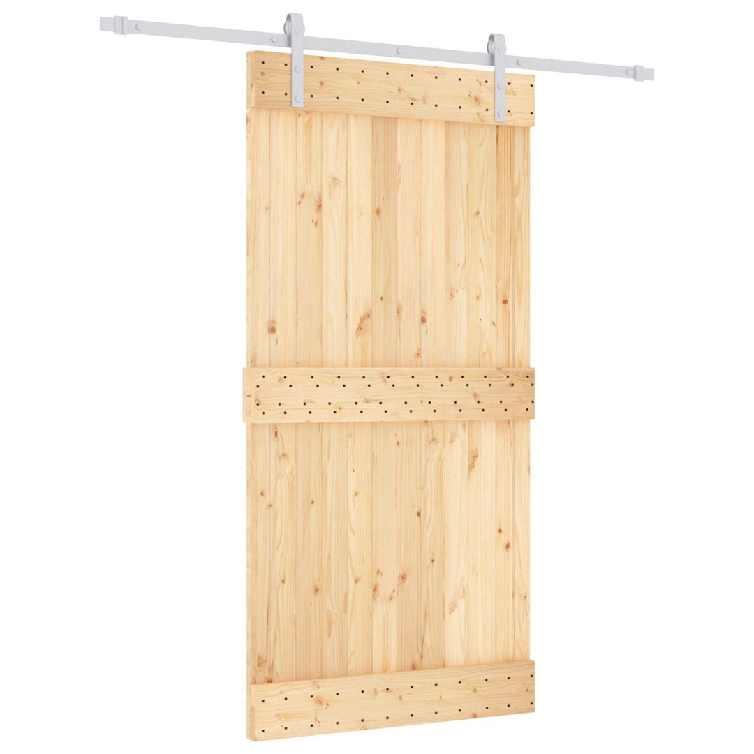 Skydedør Natur og hvid 100 x 210 cm Massivt Fyrretræ