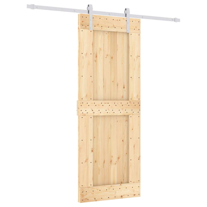 Skydedør Natur og hvid 80 x 210 cm Massivt Fyrretræ