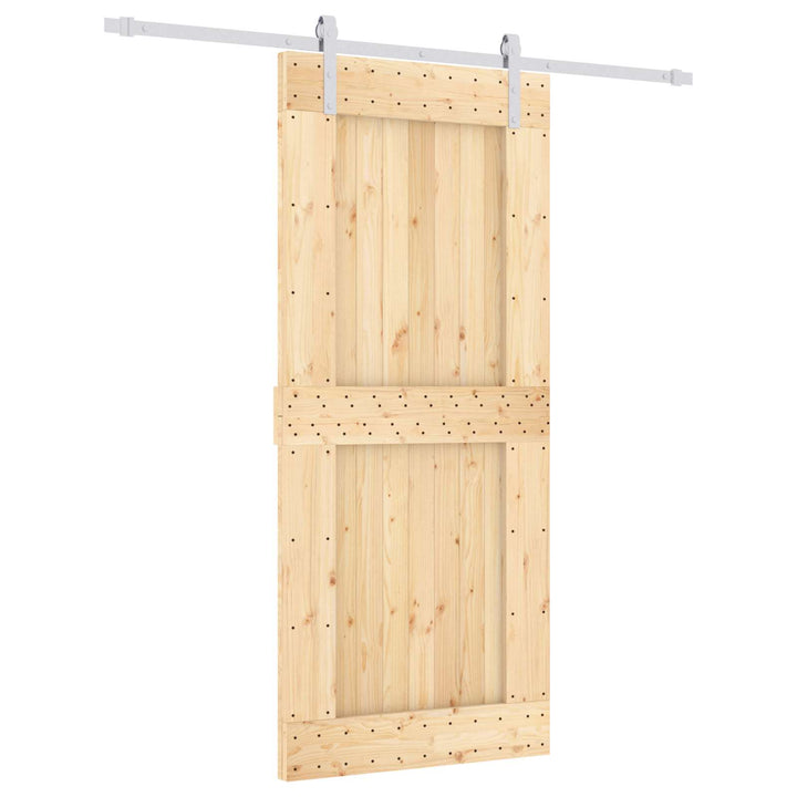 Skydedør Natur og hvid 90 x 210 cm Massivt Fyrretræ