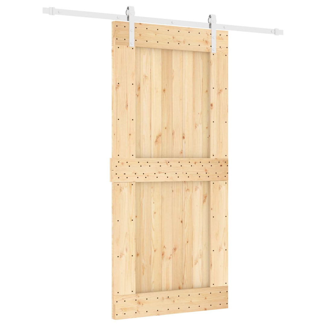 Skydedør Natur og hvid 95 x 210 cm Massivt Fyrretræ