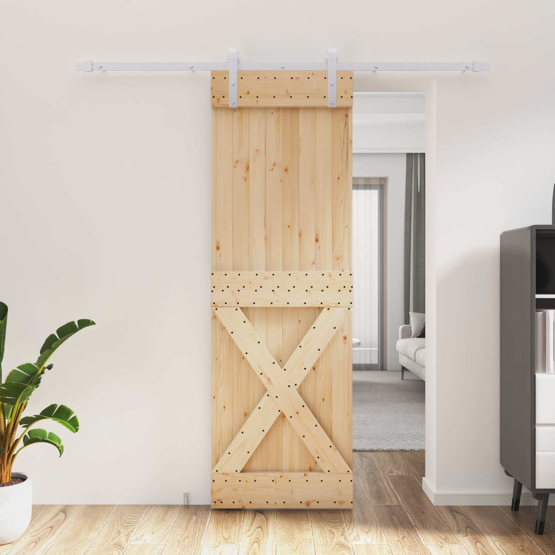 Skydedør Natur og hvid 70 x 210 cm Massivt Fyrretræ