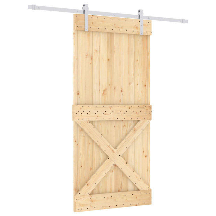 Skydedør Natur og hvid 95 x 210 cm Massivt Fyrretræ