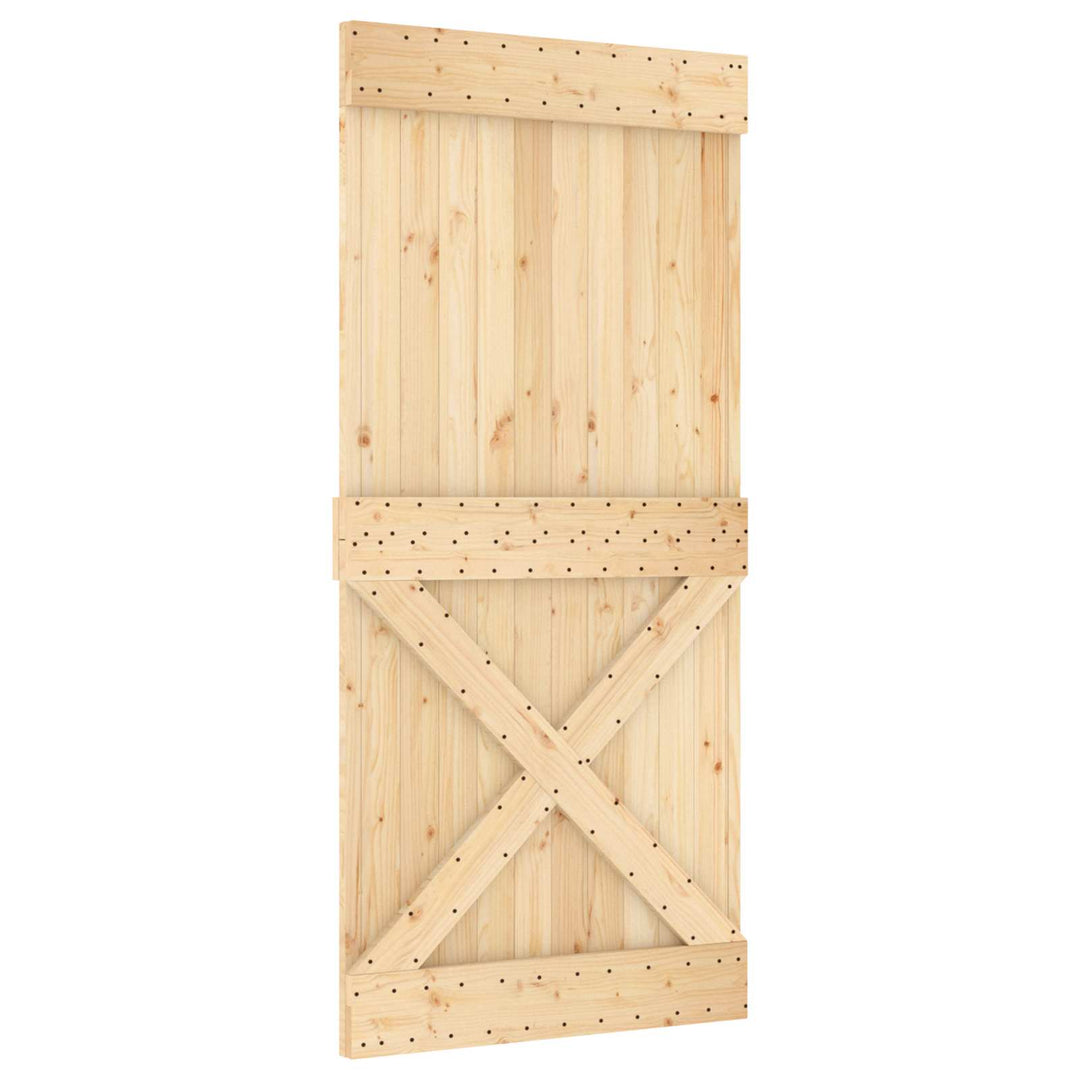 Skydedør Natur og hvid 95 x 210 cm Massivt Fyrretræ
