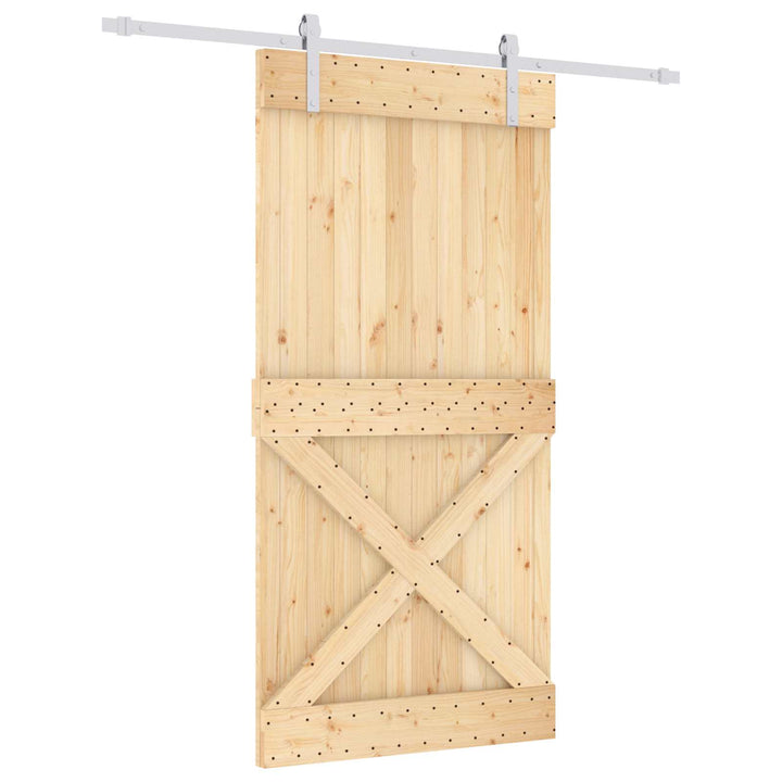 Skydedør Natur og hvid 100 x 210 cm Massivt Fyrretræ