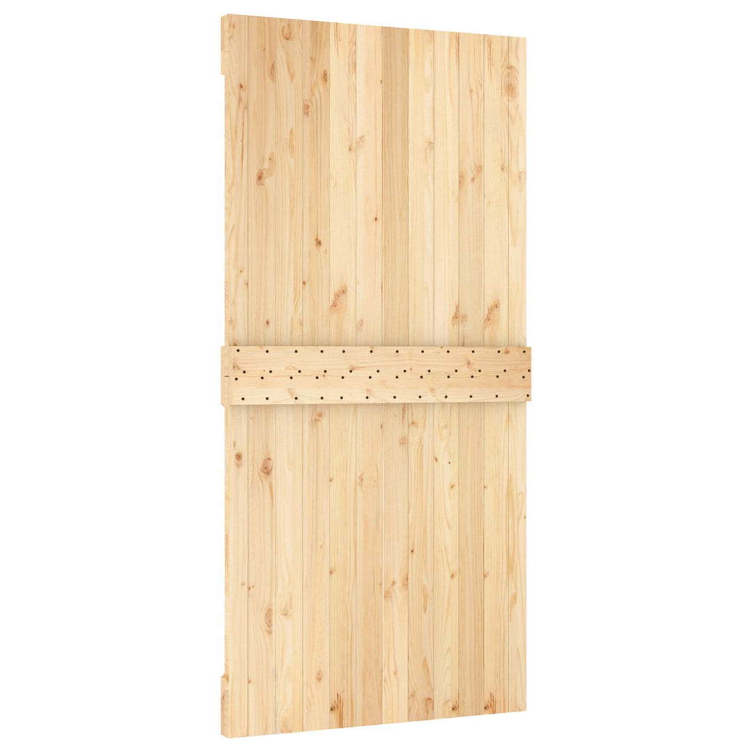 Skydedør Natur og hvid 100 x 210 cm Massivt Fyrretræ