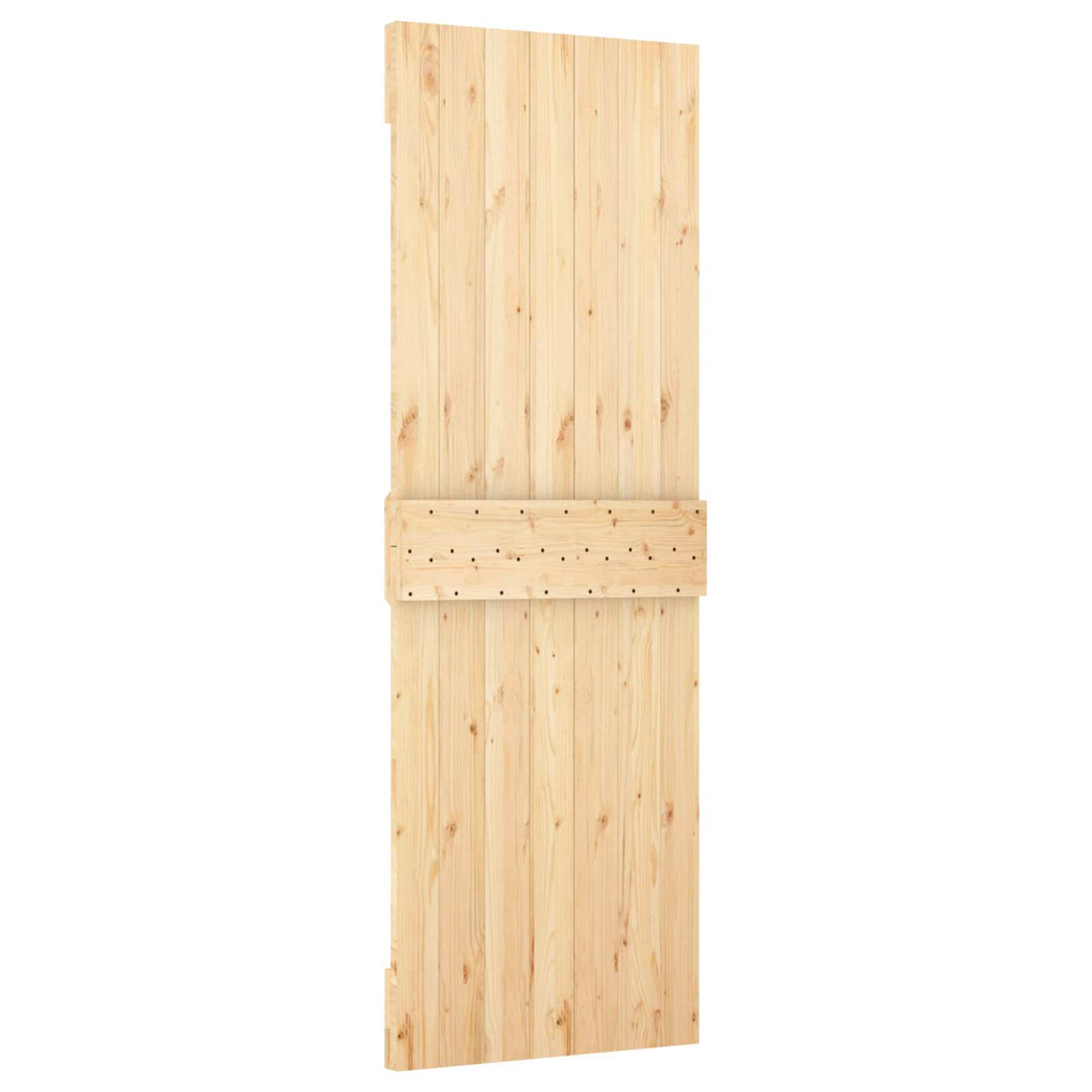 Skydedør Naturfarvet og sort 70 x 210 cm Massivt Fyrretræ