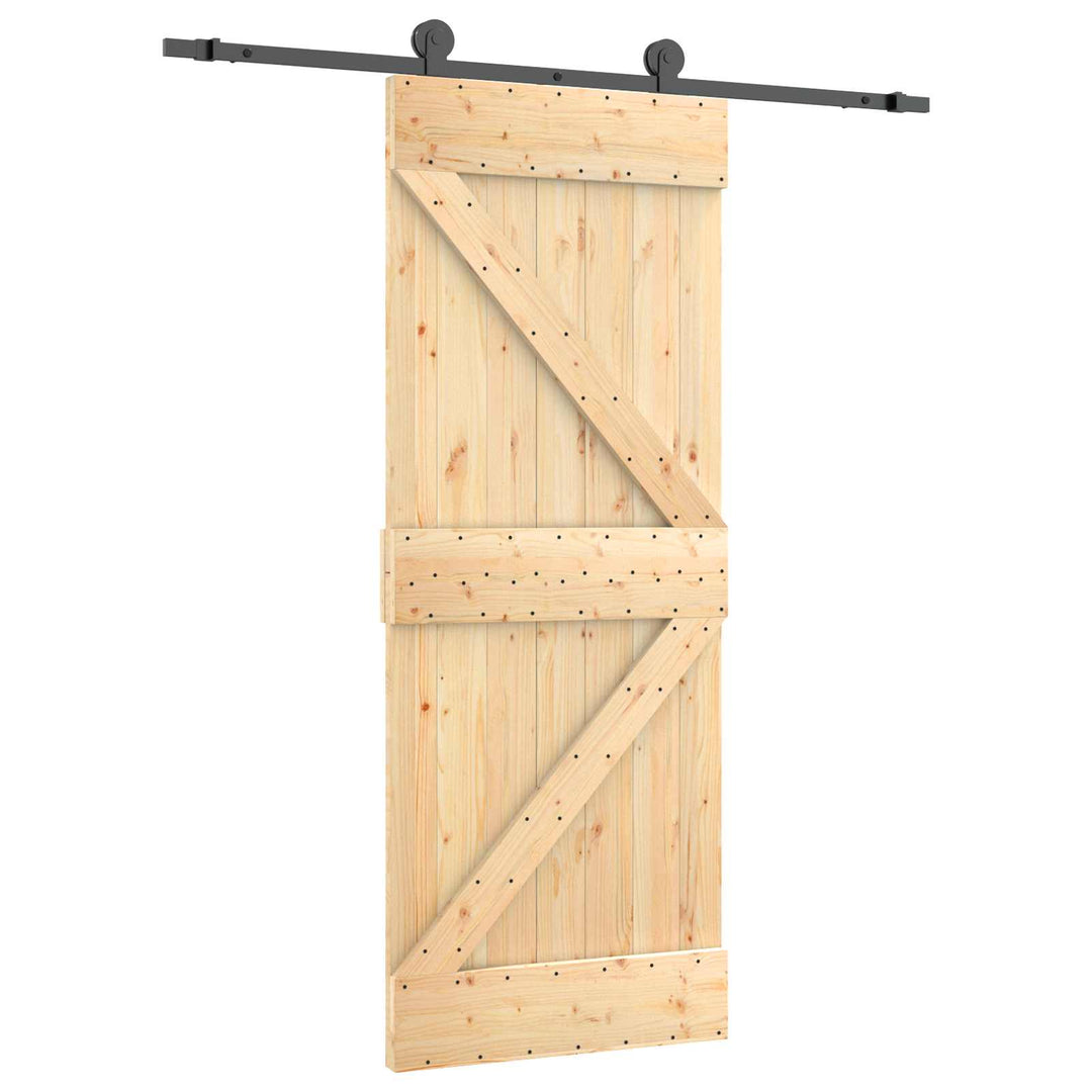 Skydedør Naturfarvet og sort 85 x 210 cm Massivt Fyrretræ