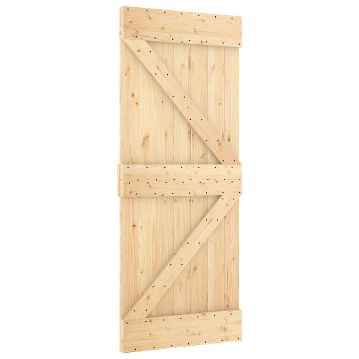 Skydedør Naturfarvet og sort 85 x 210 cm Massivt Fyrretræ
