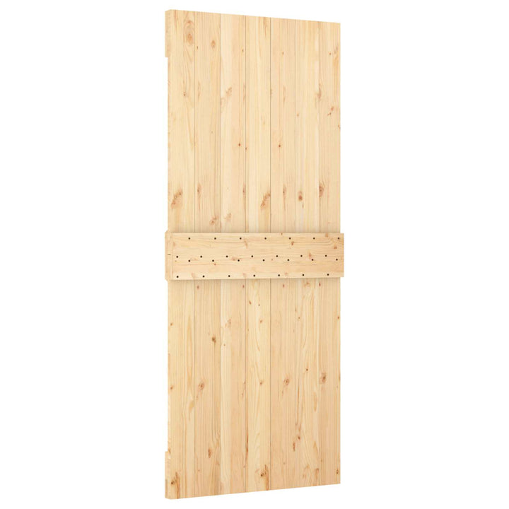 Skydedør Naturfarvet og sort 85 x 210 cm Massivt Fyrretræ