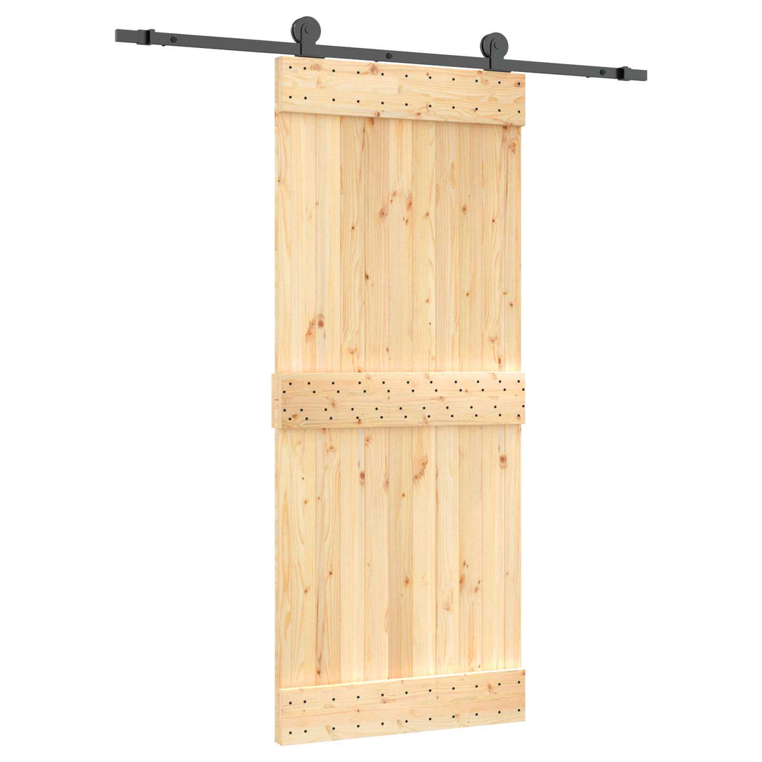 Skydedør Naturfarvet og sort 85 x 210 cm Massivt Fyrretræ