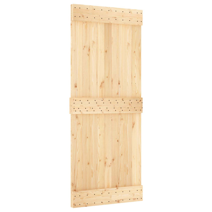 Skydedør Naturfarvet og sort 85 x 210 cm Massivt Fyrretræ